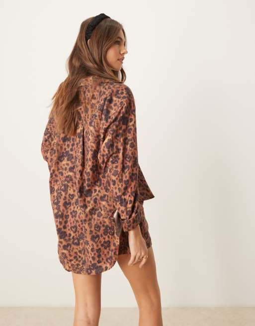 Leopard print sleep shirt sale