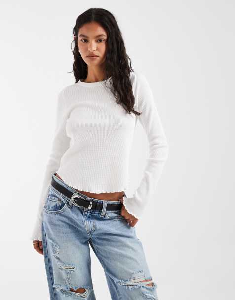 Free People Easy does it Langarm-T-Shirt in Weiß - view 1