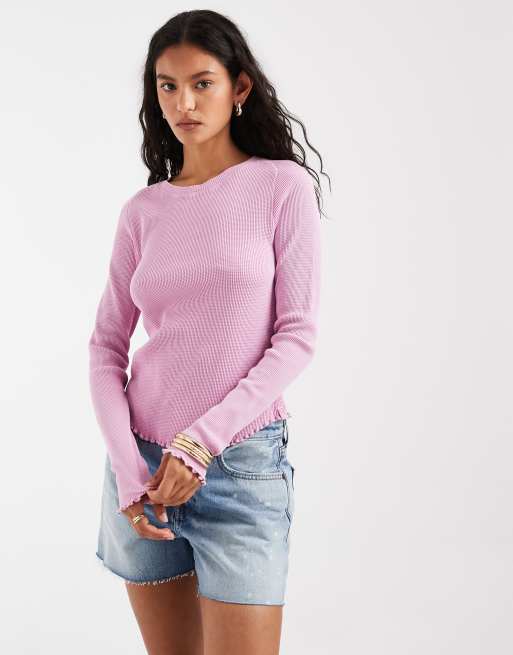 Free People Easy does it langærmet T-shirt i humingbird pink, 2 af 4