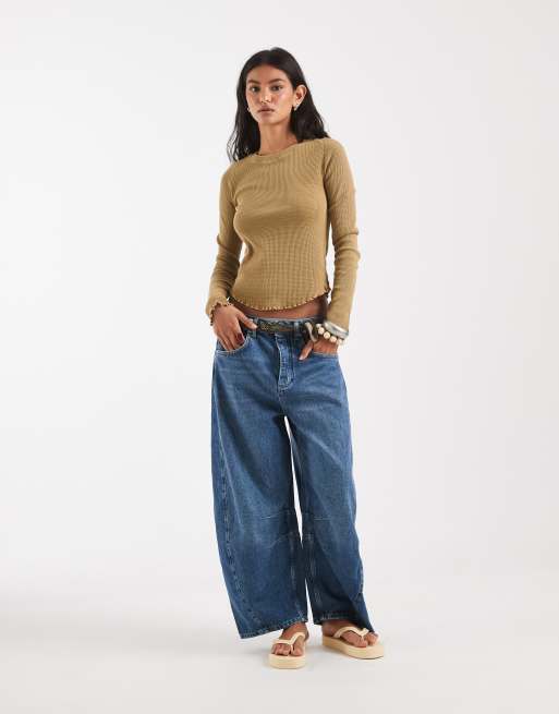 Free People easy does it lettuce edge top in gold yellow, 3 of 4