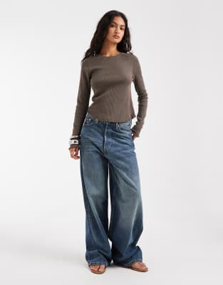 Free People Easy Does It Long Sleeve T-shirt In Brown