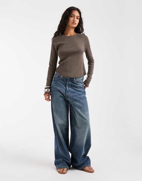 Free People Easy does it long sleeve T-shirt in double espresso - view 1