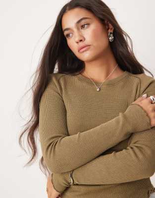 Free People Easy Does It Long Sleeve Top In Moss-green In Green
