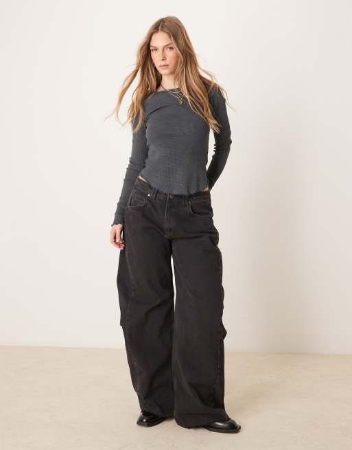 Free People easy does it slash neck top in black, 2 of 4