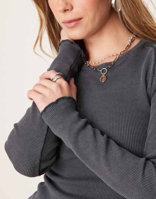 Free People easy does it slash neck top in black, 3 of 4