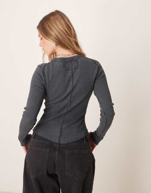 Free People easy does it slash neck top in black