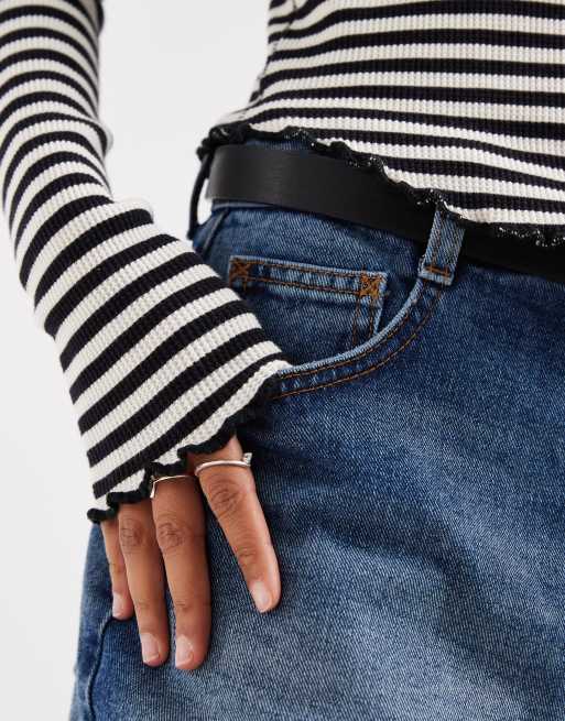 Free People Easy does it striped long sleeve T-shirt in black white, 3 of 4