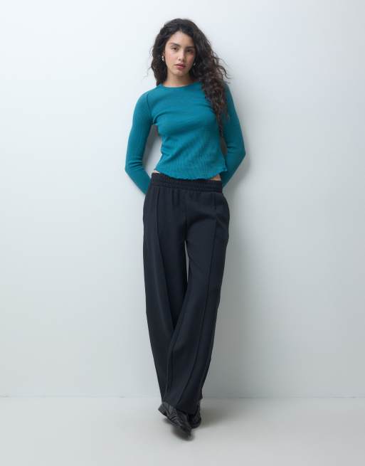 Free People Easy Does It top con bordo a lattuga in blu petrolio, 4 di 4
