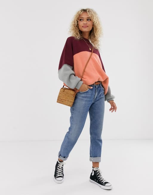 Free people shop color block sweater