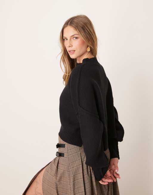 (取寄) フリーピープル イージー ストリート クロップ セーター Free People Easy Street Crop Sweater  Black Free People easy street cropped pullover in black | ASOS