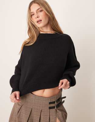 Free People - Easy Street - Cropped-Pullover in Schwarz