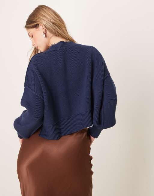 Free People easy street cropped pullover in slate blue, 3 of 4