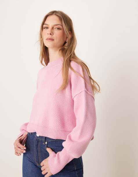Free People easy street cropped sweater in rose pink - view 1