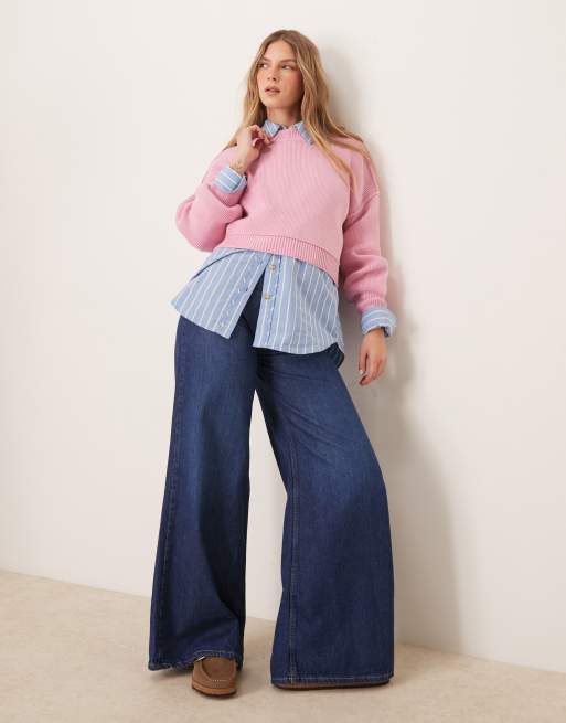Free People easy street cropped sweater in rose pink, 2 of 4