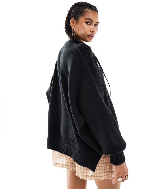 Free People easy street oversized sweater in black ASOS