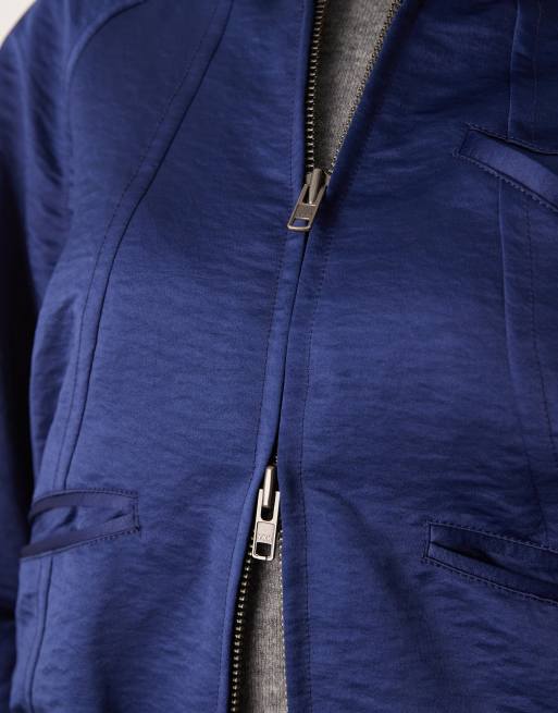 Free People - Ellie - Satijnen bomberjack in kosmisch blauw, 4 van 4