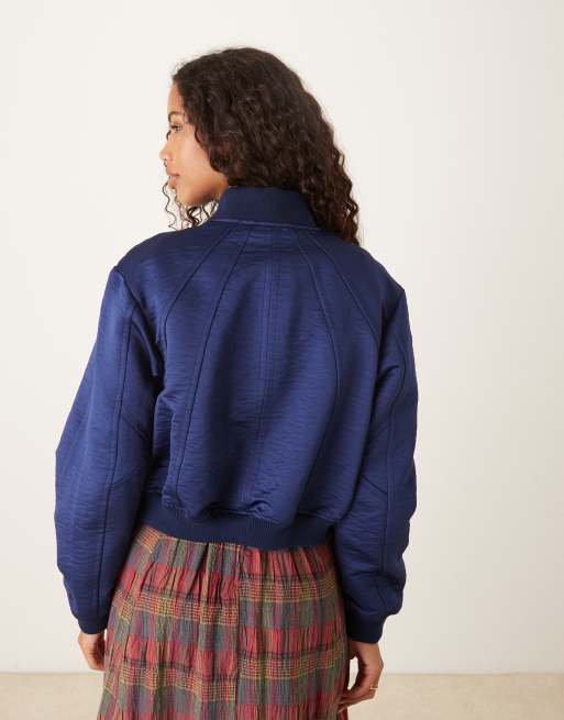 Free People ellie satin bomber jacket in cosmic club, 4 of 4