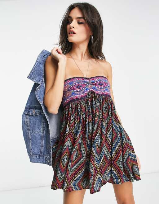 Free People Elowen diamond printed romper in black