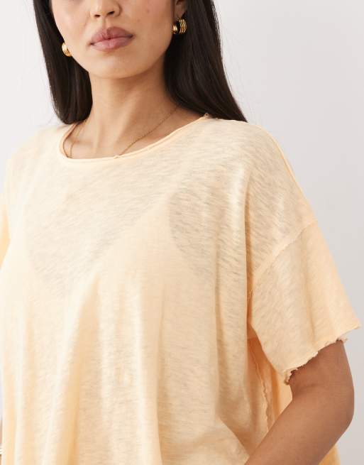 Free People elsie swing T-shirt in yellow, 4 of 4