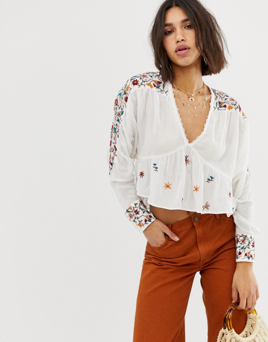 Free People embroidered blouse-White