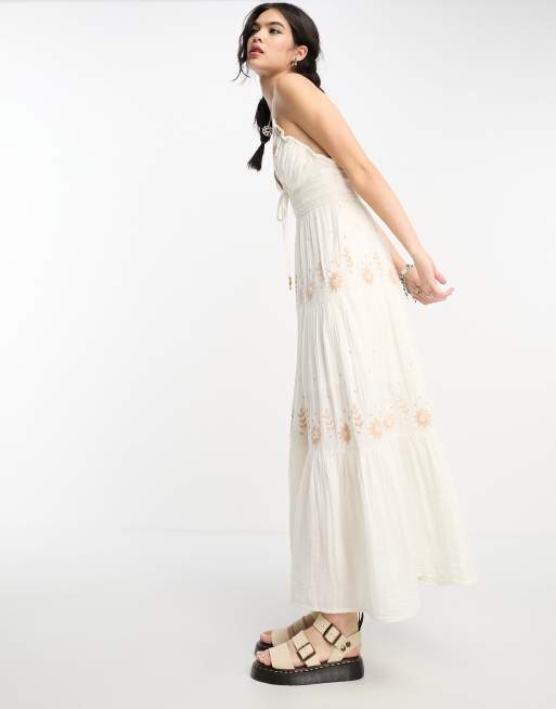 knee length dresses for ladies Zapaka Women Boho Wedding Dress Ivory Lace Chiffon Trumpet Sleeve Beach Bridal Dress, Ivory / US24W