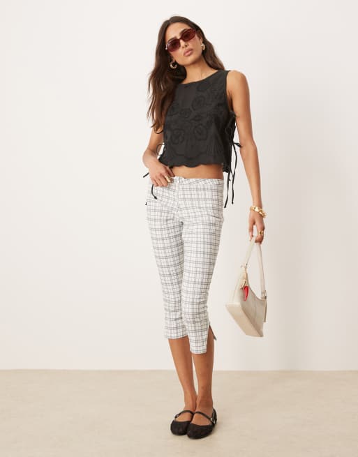 Free People embroidered detail tie-side tank in black, 3 of 4