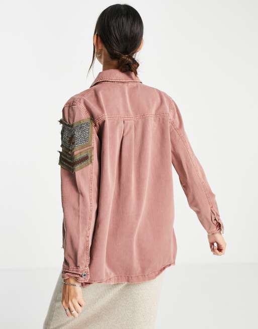 Free people military jean on sale jacket