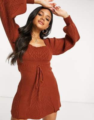 FREE PEOPLE EMMALINE KNIT DRESS-BROWN,OB1185399-6835
