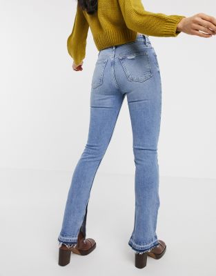 split hem flare jeans