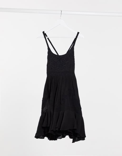 Free People encrusted mini dress in black ASOS