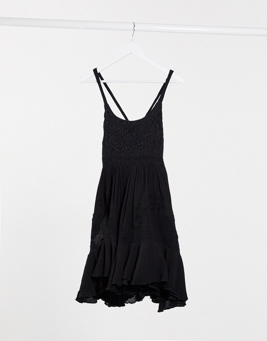 Free People - Encrusted - Mini-jurk in zwart