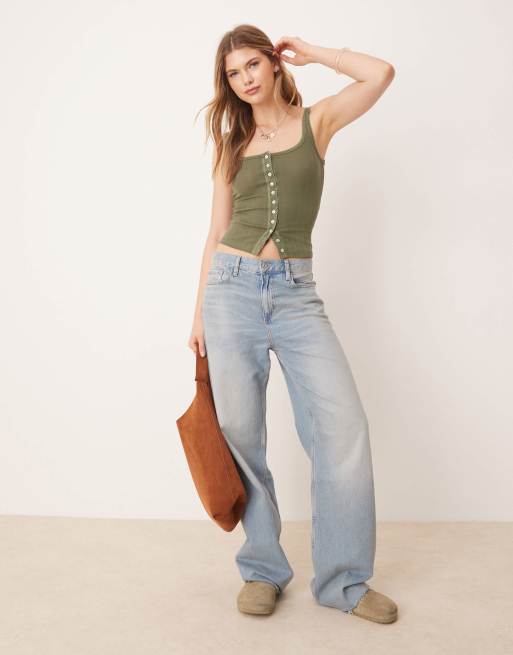 Free People end game pointelle tank top in army green, 4 of 4