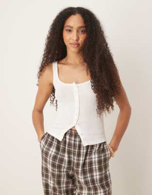 Free People End Game Pointelle Tank Top In White