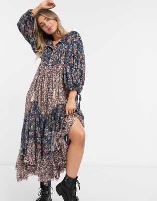 free people mixed floral maxi dress