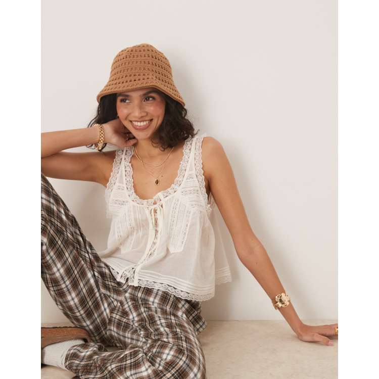 Free People evermore lace insert top in ivory | ASOS