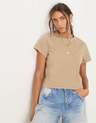 Free People - Everyday - Lockeres T-Shirt in Haferbeige-Latte-Gelb