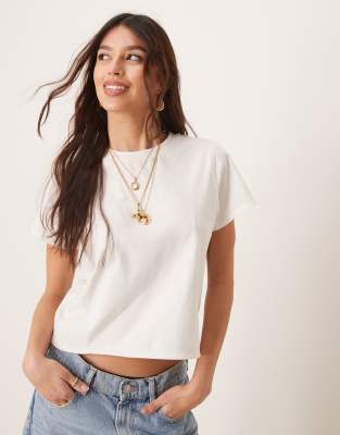 Free People - Everyday - Lockeres T-Shirt in reinem Elfenbeinweiß