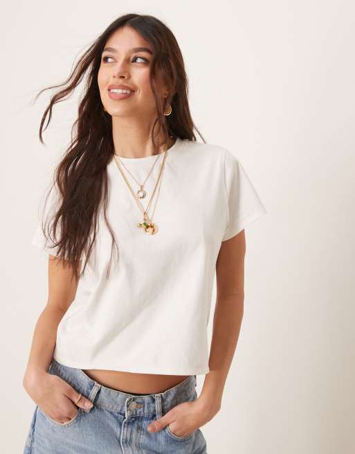 Free People - Everyday - T-shirt comoda color avorio pulito
