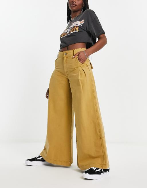 Free People extreme wide leg pants in vintage tan