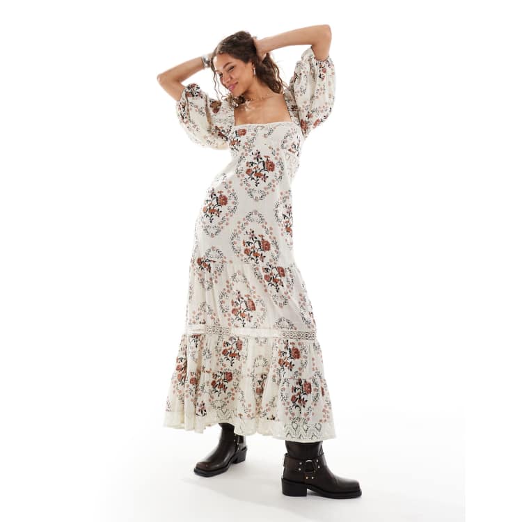 Free People eyelet maxi dress in white | ASOS