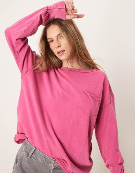 Free People fade into you relaxed long sleeve top in pink