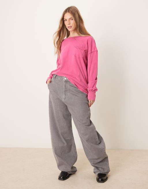 Free People fade into you relaxed long sleeve top in pink | ASOS