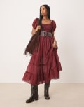 [Free People] Free People Falling Sun midi dress in syrah-Red S Syrah