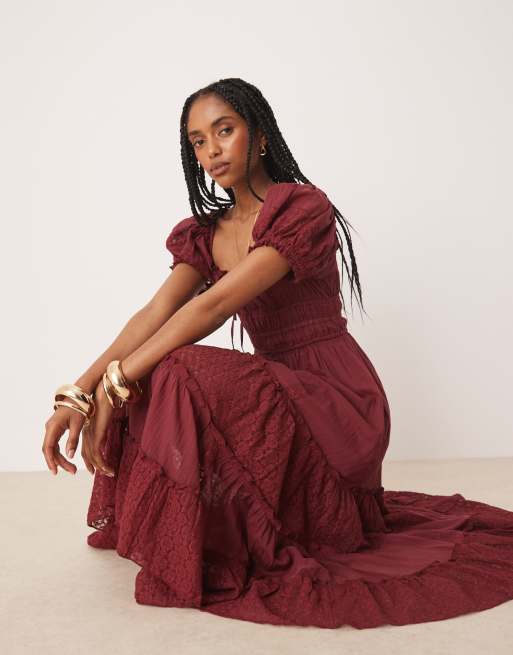 green emerald velvet dress Free People Womens Falling Sun Midi Dress Syrah SM (Women's 4-6) One Size  at Amazon Women's Clothing store