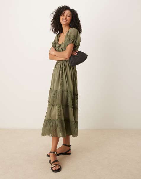 Free People falling sun midi dress in crystal kelp