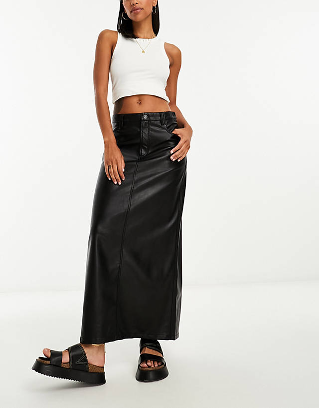 Free People - faux leather maxi skirt in black