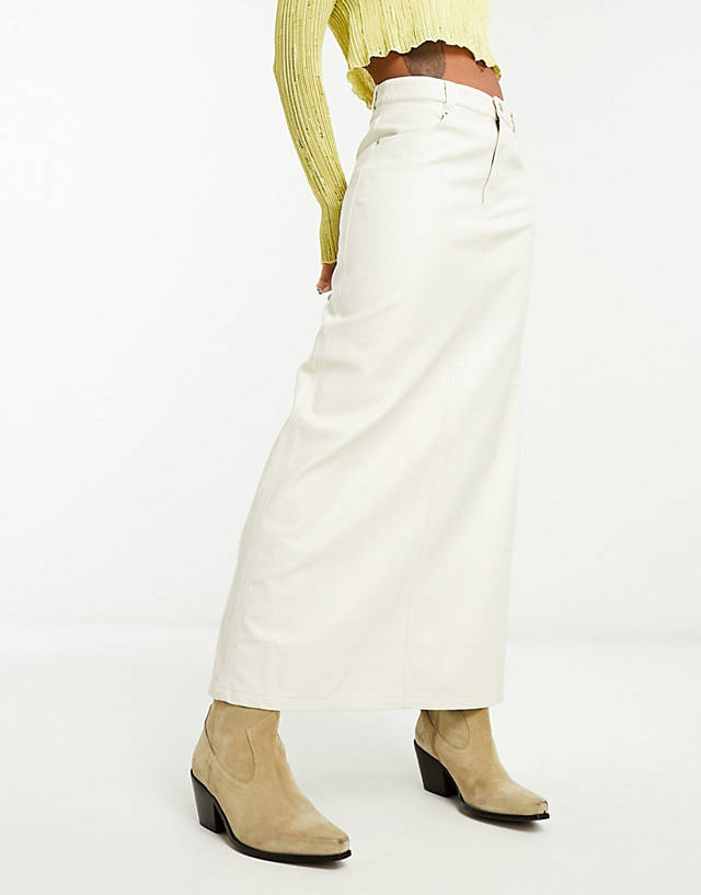 Free People - faux leather maxi skirt in cream