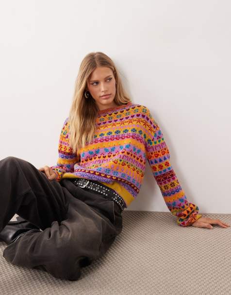 Free People favorite things sweater In bright confetti graphic