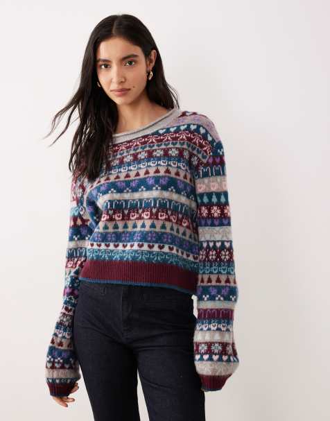 Free People favorite things sweater In frosted wine graphic