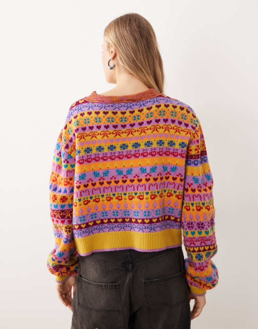 Free People Favourite Things sweater in bright confetti graphic, 4 of 4